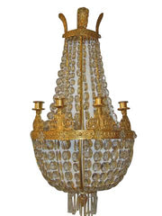 Pair of Empire Bronze and Crystal Sconces
