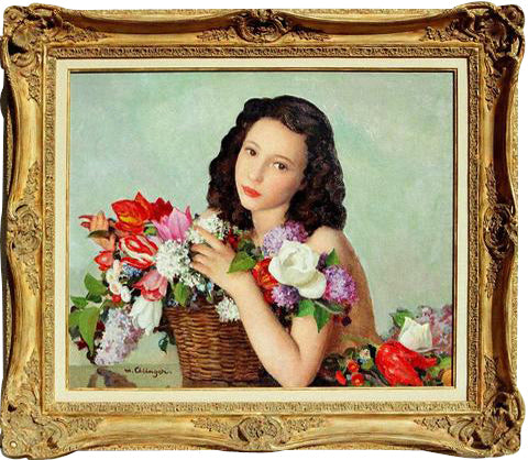 MAURICE-AMBROISE EHLINGER – AN ARMFUL OF SPRING FLOWERS – CIRCA 1940