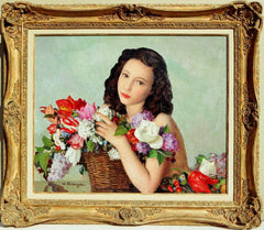 MAURICE-AMBROISE EHLINGER – AN ARMFUL OF SPRING FLOWERS – CIRCA 1940