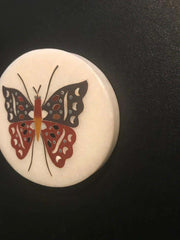 Anglo Indian Pietra Dura Inlaid Marble Butterfly Paperweight