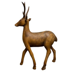 Swiss Black Forest Carved Walnut Stag