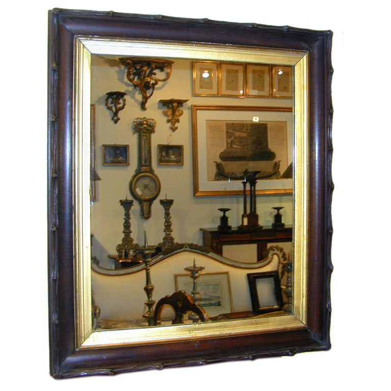 Rustic Carved and Gilt Wood Mirror Frame