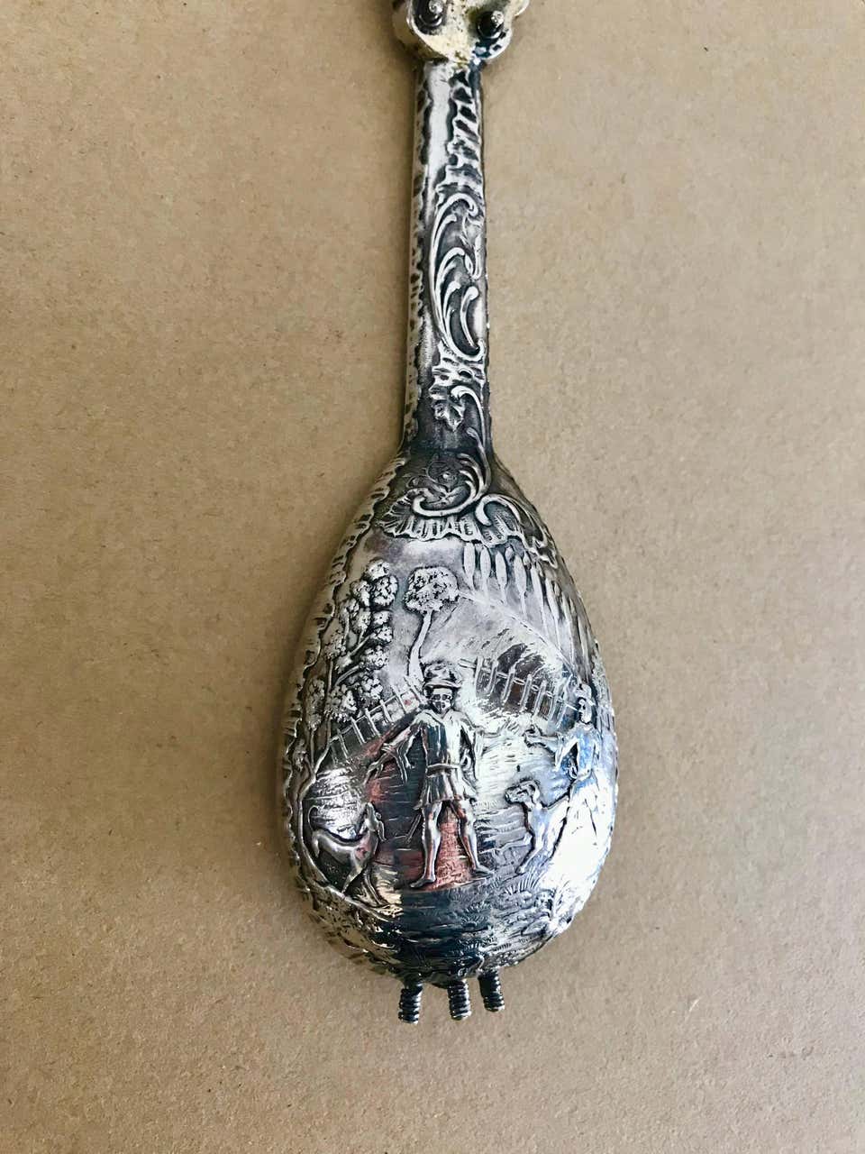Dutch Baroque Style Silver Mandolin Flask Perfumer