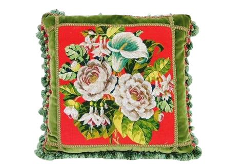 Victorian Beaded Floral Pillow