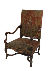 Carved Fauteuil with Needlepoint Seat and Back