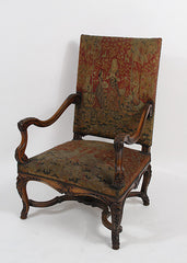 Carved Fauteuil with Needlepoint Seat and Back