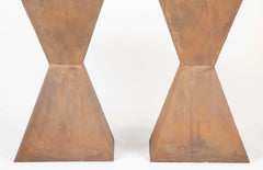 Pair of Brancusi Style Steel Pedestal Side Tables