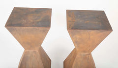 Pair of Brancusi Style Steel Pedestal Side Tables