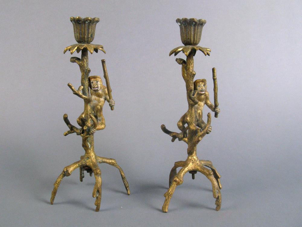 Pair of Bronze Dore Candlesticks