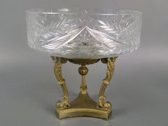 Cut Glass Compote on Bronze Dore Base