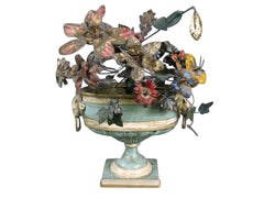 Continental Tole Urn with Tole Painted Flowers
