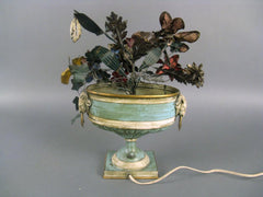 Continental Tole Urn with Tole Painted Flowers