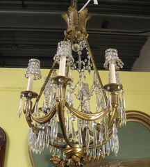 Bronze & Crystal French Chandelier in the Manner of Jansen