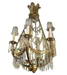 Bronze & Crystal French Chandelier in the Manner of Jansen