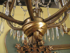 Bronze & Crystal French Chandelier in the Manner of Jansen