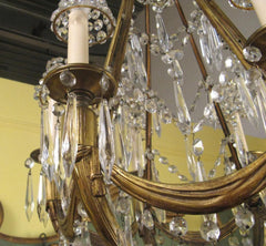 Bronze & Crystal French Chandelier in the Manner of Jansen