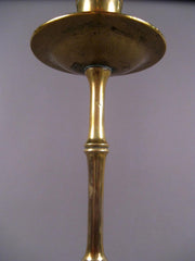 Pair of Brass Faux Bamboo Candlesticks