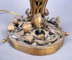 Bronze Bouillotte Lamp with Porcelain Flowers