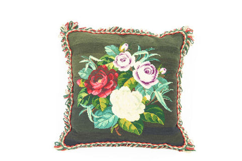Handmade Pillow With Antique Needlepoint