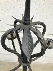 Pair of Italian Baroque Wrought Iron Five Light Candelabra