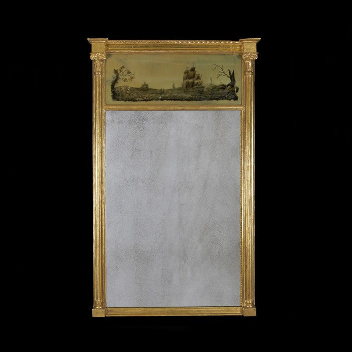 Regency Gilt Wood Mirror with Eglomise Panel