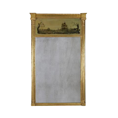 Regency Gilt Wood Mirror with Eglomise Panel