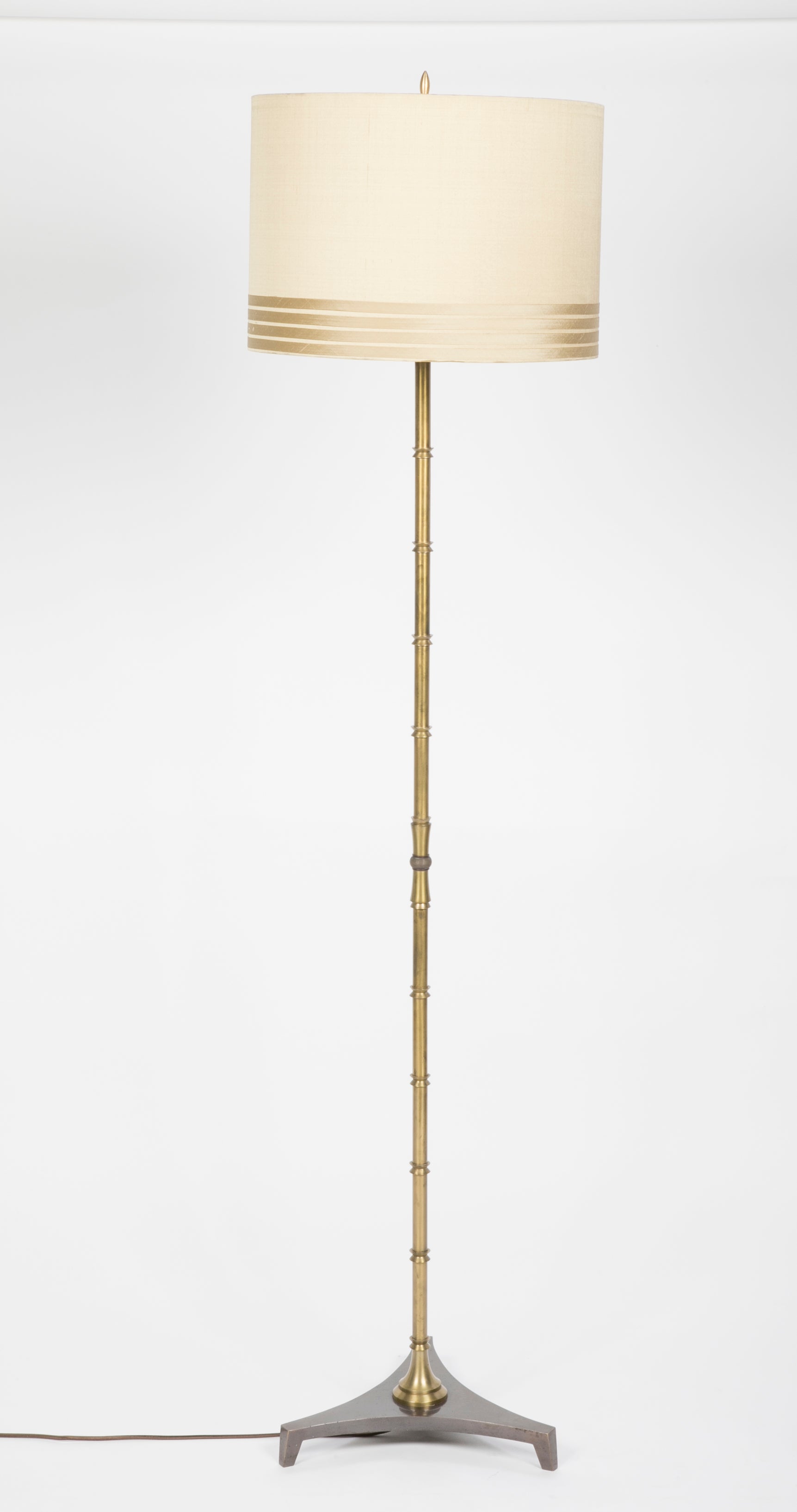 A Machined Bronze Faux Bamboo Inspired Floor lamp