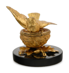A Gilt Bronze Ink Stand Depicting a Bird in Nest