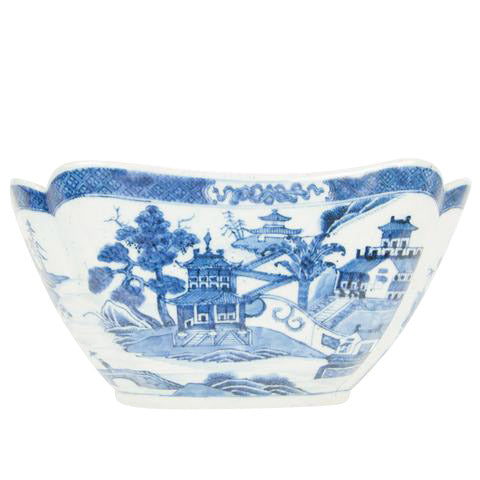 A Chinese Export Blue and White Nanking Porcelain Square Bowl