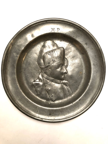 18th Century French Pewter Plate with Portrait of Napoleon