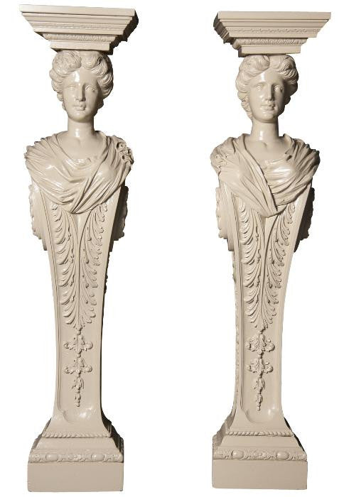 Pair Carved Wood Pedestals