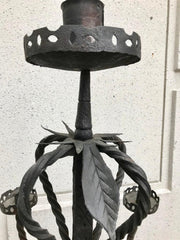Pair of Italian Baroque Wrought Iron Five Light Candelabra