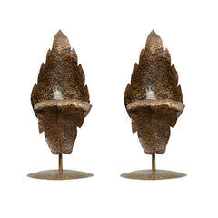 1940's Bronze Leaf Accent Lamps by Gerhard Ebert